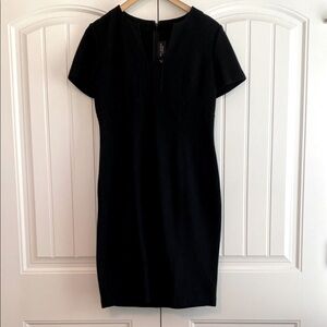 ST. JOHN CAVIAR Women's Size 8 Black Micro‎ Boucle Knit Seamed Sheath Dress